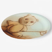 Farbige illustrierte Papierplatte - Teddy Pappteller (Schrägansicht)