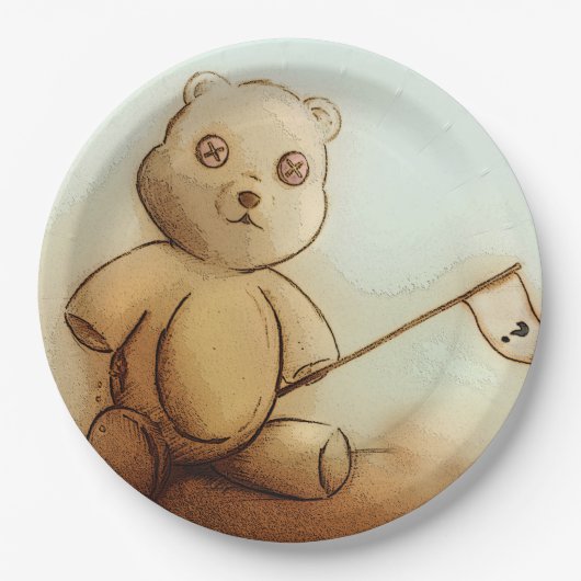 Farbige illustrierte Papierplatte - Teddy Pappteller (Vorderseite)