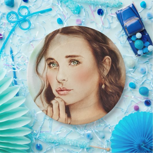 Farbige illustrierte Papiertafel - Lady of Spring Pappteller (Party)