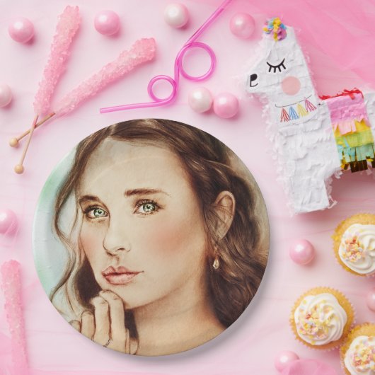 Farbige illustrierte Papiertafel - Lady of Spring Pappteller (Party)