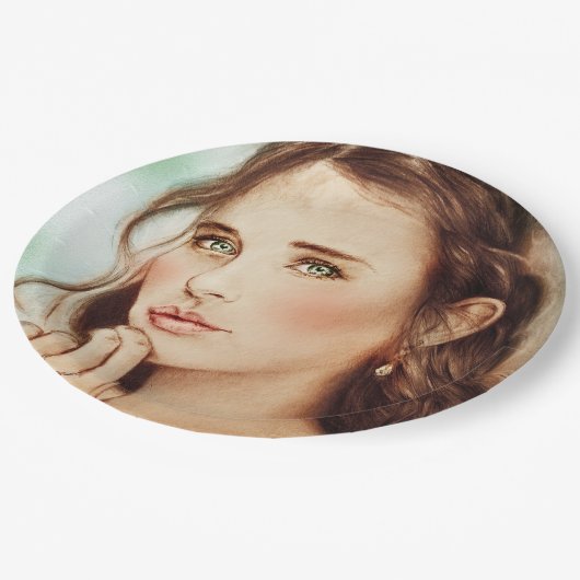 Farbige illustrierte Papiertafel - Lady of Spring Pappteller (Schrägansicht)