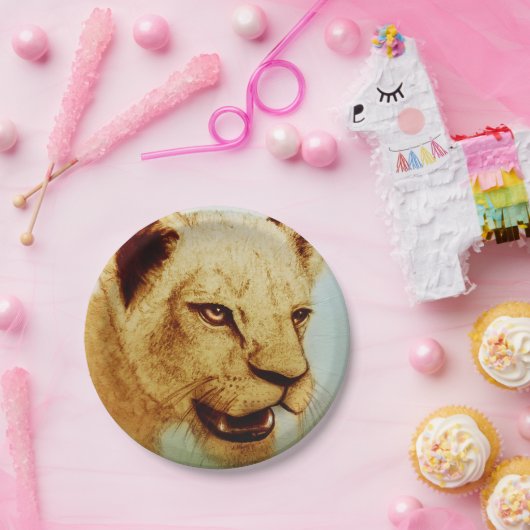 Farbige illustrierte Papiertafel - Lion Pappteller (Party)
