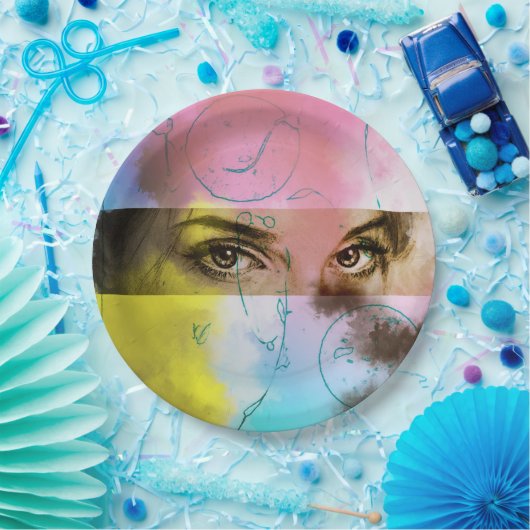 Farbige illustrierte Papiertafel - starren Pappteller (Party)