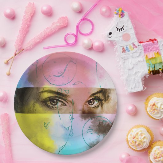 Farbige illustrierte Papiertafel - starren Pappteller (Party)