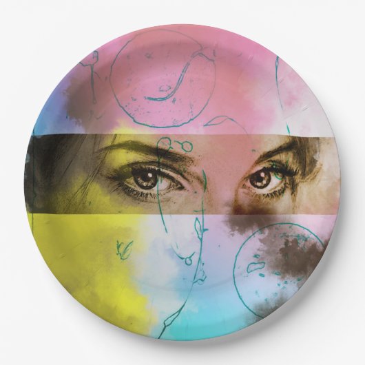 Farbige illustrierte Papiertafel - starren Pappteller (Vorderseite)