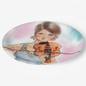 Farbige illustrierte Papiertüte - Geige Pappteller (Schrägansicht)