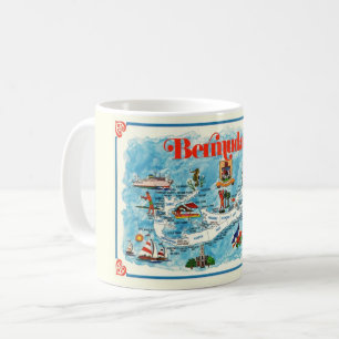 Farbige illustrierte Postkartenkarte von Bermuda T Kaffeetasse
