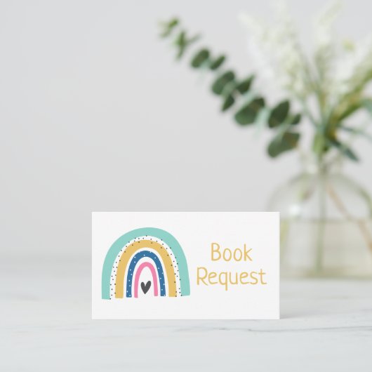 Farbige Illustrierte Rainbow Book Request Card Platzkarte (Stehend Vorderseite)