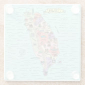 Farbige Illustrierte Taiwan Map Glas Untersetzer (Rückseite)