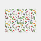 Farbige Illustrierte Wildblumen Muster Fleecedecke (Vorderseite (Horizontal))