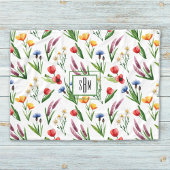 Farbige Illustrierte Wildblumen Muster Fleecedecke