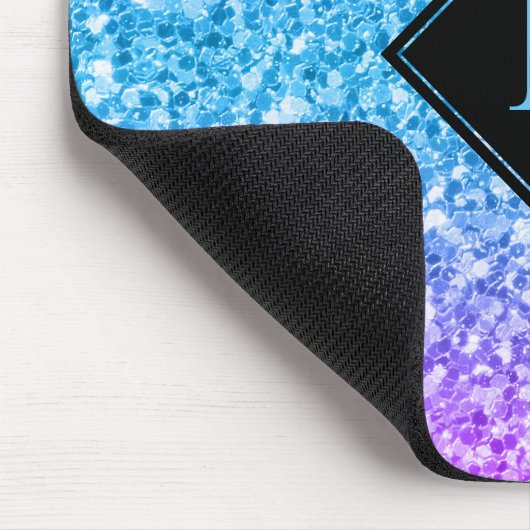 Farbige Imitat Glitzer Monogram Mousepad (Ecke)