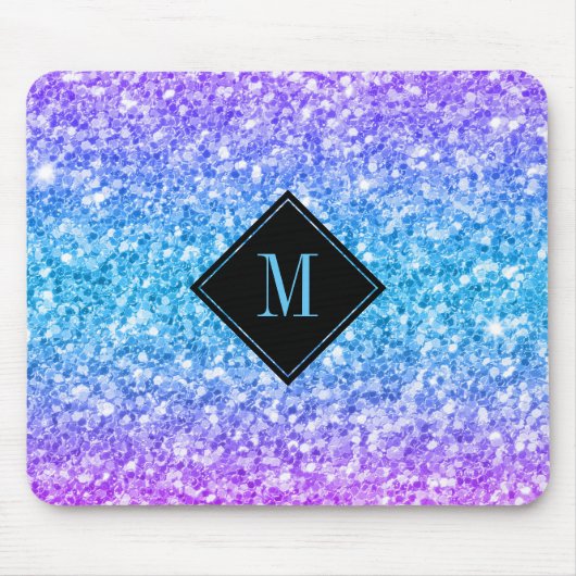 Farbige Imitat Glitzer Monogram Mousepad (Vorne)