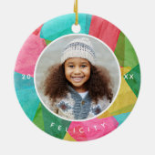 Farbige Imitate Dekoupage Foto Weihnachten Keramik Ornament (Hinten)