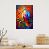 Farbige impressionistische Friedenstaube mit Olive Poster (Küche)