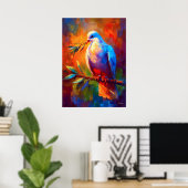 Farbige impressionistische Friedenstaube mit Olive Poster (Heimbüro)