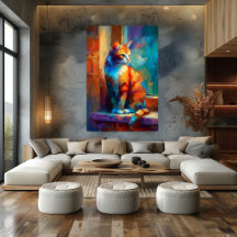 Farbige impressionistische Katzen-Tier-Malerei