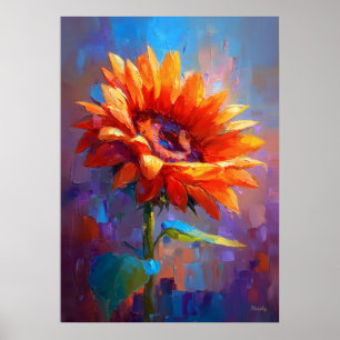 Farbige impressionistische Sonnenblumen-Blumenmale Poster