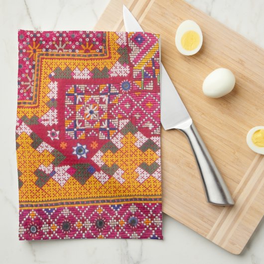 Farbige indische Stickerei Geschirrtuch (Viertel Falte)