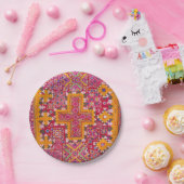 Farbige indische Stickerei Pappteller (Party)