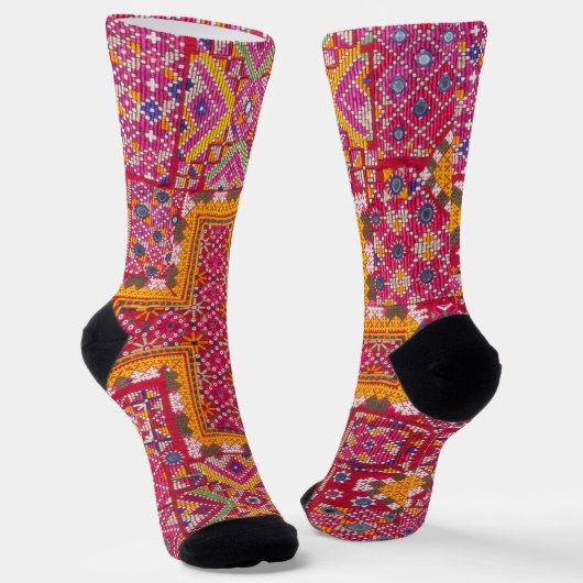 Farbige indische Stickerei Socken (Gewinkelt)