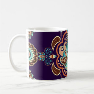 Farbige indische Verzierung, geometrische Umrandun Kaffeetasse