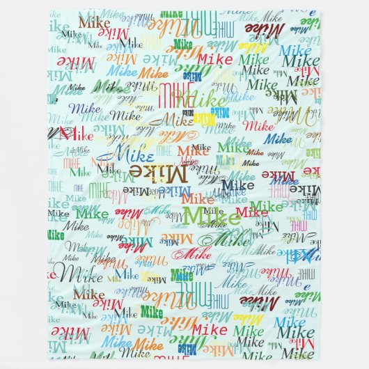 Farbige Individuelle Namen auf blass blau Fleecedecke (Vorderseite)