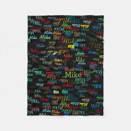 Farbige Individuelle Namen auf schwarz Fleecedecke (Vorderseite)