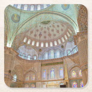 Farbige Innenkuppeldecke der Blauen Moschee Rechteckiger Pappuntersetzer