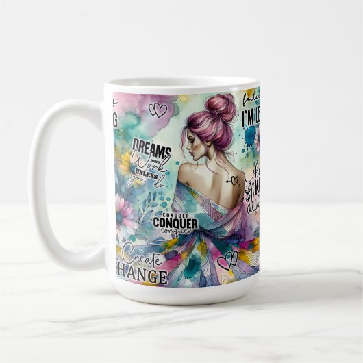Farbige Inspirierende Frau Kaffeetasse (Links)