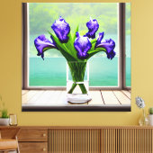 Farbige Iris-Glass-Vase von Fenster Canvas Print Leinwanddruck (Insitu (Wohnzimmer))