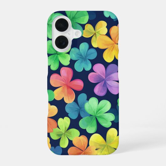 FARBIGE IRISCHE ZELLTISCHE KLEEBLÄTTER iPhone 16 HÜLLE (Rückseite)