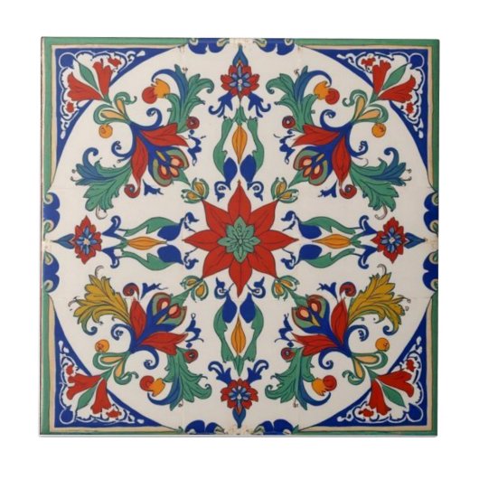 Farbige Iznik-Persisch-Türkische Handbemalte Repro Fliese (Vorderseite)