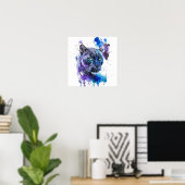 Farbige Jaguar-Wasserfarben-Kunst Poster (Heimbüro)