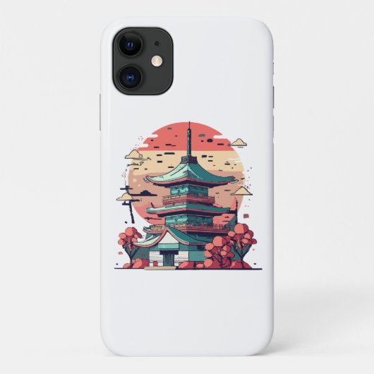 Farbige japanische Gebäude Kunst Case-Mate iPhone Hülle (Rückseite)