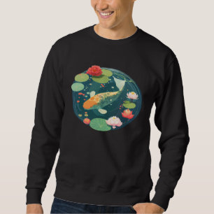 Farbige japanische Koi-Fische in Seerose und Lotus Sweatshirt