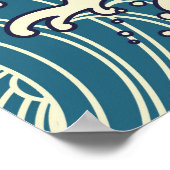 Farbige japanische Koi-/Karpfenfische im Wellennah Poster (Ecke)