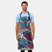 Farbige japanische Koi-/Karpfenfische im Wellennah Schürze (Getragen)