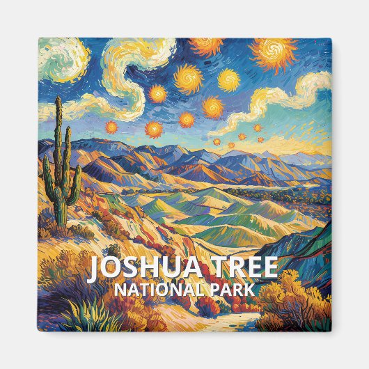 Farbige Joshua Tree Keys View Van Gogh Landschaft Magnet (Vorne)