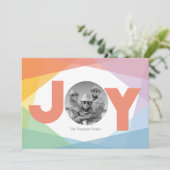 Farbige Joy Weihnachtskarte Feiertagskarte (Stehend Vorderseite)