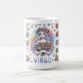 Farbige Jungfrau-Sternzeichen-Astrologie-Blumen Kaffeetasse (Mittel)
