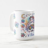 Farbige Jungfrau-Sternzeichen-Astrologie-Blumen Kaffeetasse (Vorderseite Links)