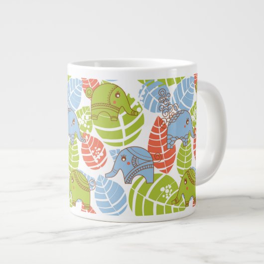 Farbige Jungle-Elefanten Jumbo-Tasse (Vorderseite Rechts)
