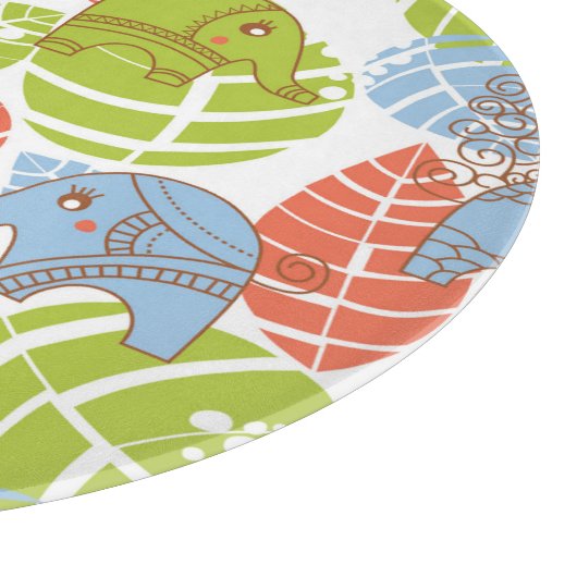 Farbige Jungle-Elefanten Schneidebrett (Ecke)