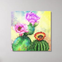 Farbige Kakteen Blume Canvas Print - Malerei Leinwanddruck