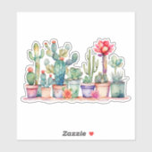 Farbige Kakteen und Sukkulturen Aufkleber (Blatt)