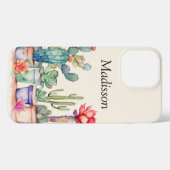 Farbige Kakteen und Sukkulturen mit Namen iPhone Hülle (Rückseite (Horizontal))