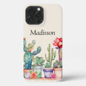 Farbige Kakteen und Sukkulturen mit Namen iPhone Hülle (Rückseite)