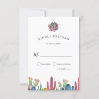 Farbige Kakteen | Wüsten-Thema RSVP Antwort