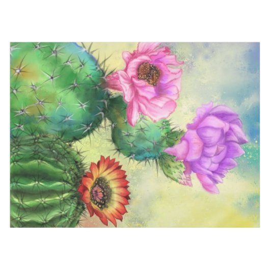 Farbige Kaktus Blume Tablette Tischdecke (Vorderseite (Horizontal))